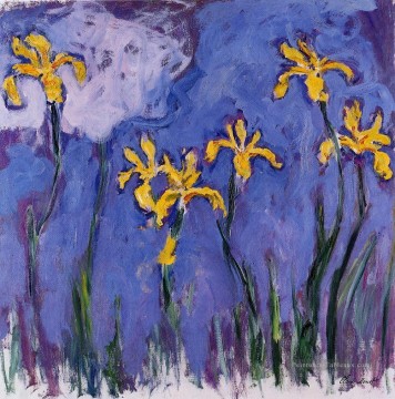 Iris jaune avec nuage rose Claude Monet Peinture à l'huile